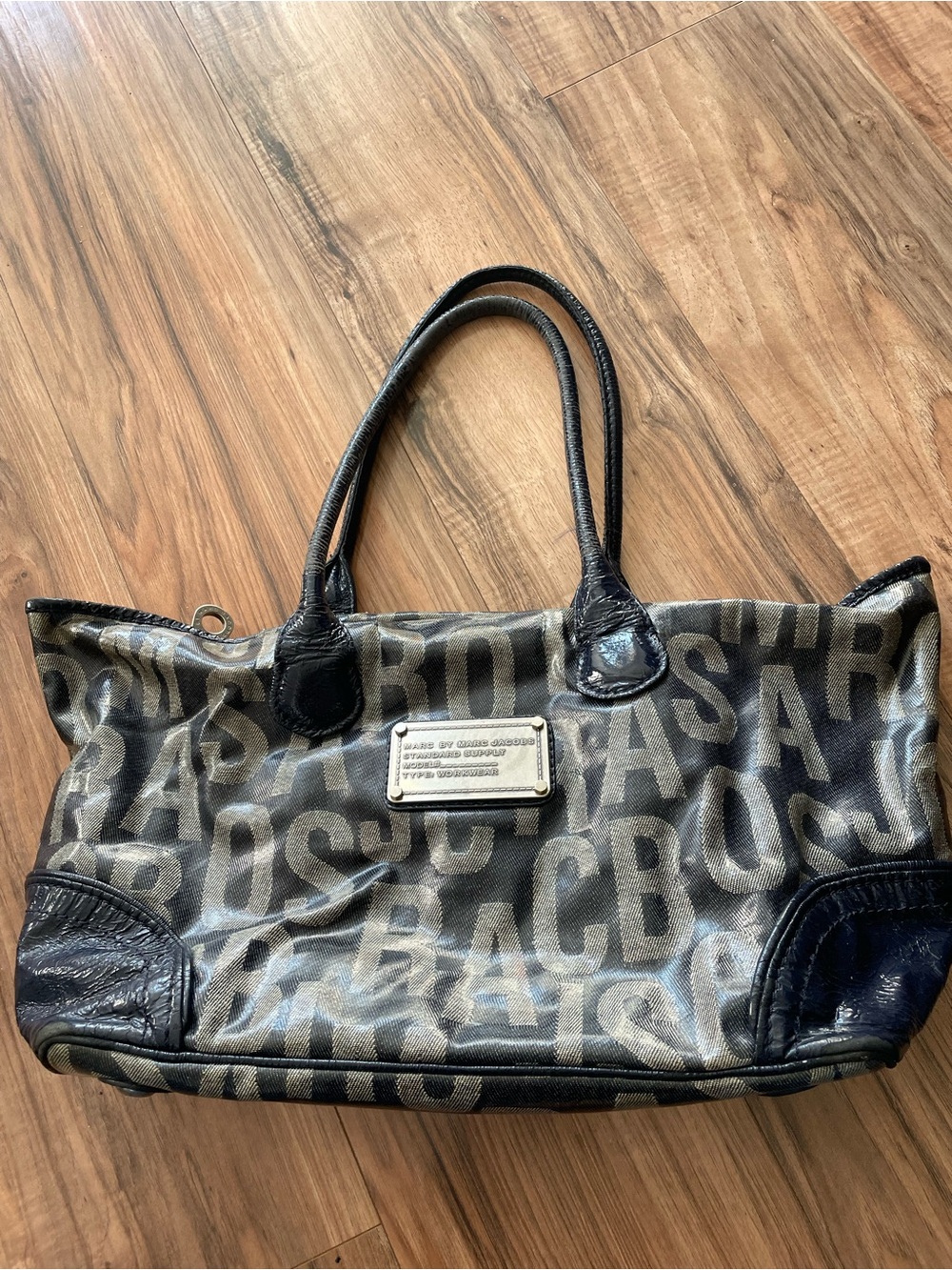 Marc by Marc Jacobs Black and Gray Logo Canvas Tote